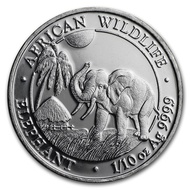 2017 Somalia African Wildlife Elephant 1/10 oz .9999 Silver Coin BU 1/10oz