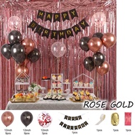 30PCS Happy Birthday Balloon Set with Rain Curtain Party Decoration Birthday Wedding Background Back