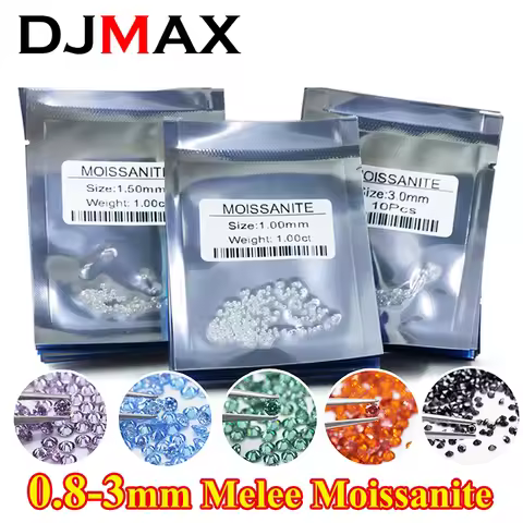 Wholesale 1ct Melee Loose Moissanites Stone Small Size 0.7mm~3.0mm D Color Black Red Blue Moissanite