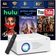 4K Projector with 5G WiFi and Two-Way Bluetooth, Native 1080P Portable Outdoor Movie Projector, Mini