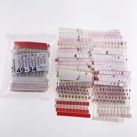 340pcs 0.5W Zener Diode Kit 2V-47V 34 Values x10pcs DO-35 Assortment 1/2W