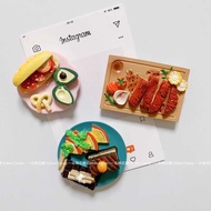 CottonCy-ins Western Food Steak Dessert Hot Dog Food Toy Magnet Stone Refrigerator Sticker Food Toy 