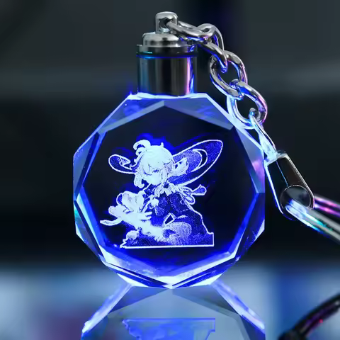 Game Impact Cosplay Kaedehara Kazuha Hutao Eula Colorful Luminous Crystal Keychain for Women Accesso