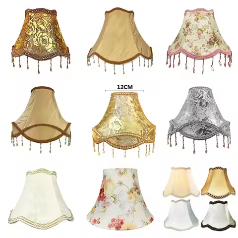 European Style Table Lamp Shade Cloth Bedside Wall Light Lamp Shades Fringe Beads Lamp Cover Decor T