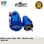 Mobile socket 2pole 16A+ Industrial plug 2pole 16A-FORT