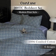CozyLuxe 100% Combed Cotton Bedsheet Set - 900TC Comfortable Cotton 2025 New Design Modern Print Syt