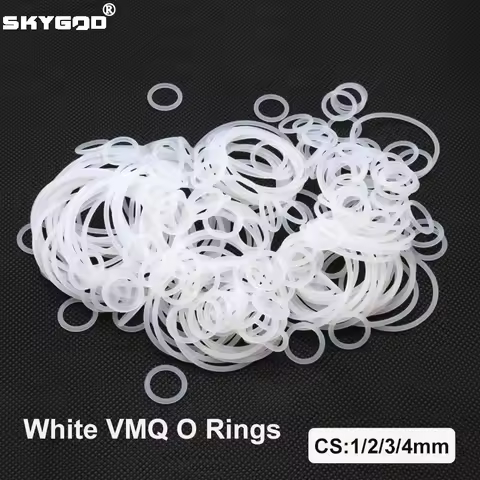 50pcs VMQ O Ring Gasket CS 1/2/3/4mm Thickness White Food Grade Waterproof Washer Nontoxic Round O S