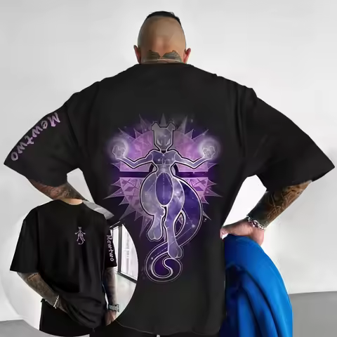 Oversized Cosplay Costumes Pokémon Mewtwo 2026 Summer Original Style Anime Printed Y2K Hip Hop Casua
