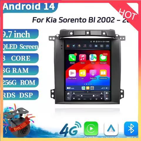 9.7inch For Kia Sorento BL 2002-2006 Car Radio Wireless BLuetooth CarPlay Android Auto Multimedia 4G