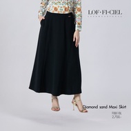 LOF-FI-CIEL Skirt Diamond sand maxi skirt กระโปรงยาว มีกระเป๋าข้าง สีดำ FBB1BL