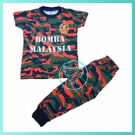 Bomba Full Loreng Kids Tshirt Cotton Firefighter Set Boy Baju Budak Lelaki Bomba