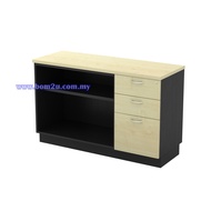 T-YOP 7123 Melamine Woodgrain Open Shelf Low Cabinet + 2D1F Fixed Pedestal