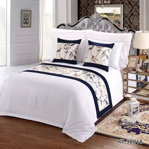 High-grade New Chinese Style Bird Hotel Bed Runner Home Bed Flag Landscape Painting Elegant Bed Flag