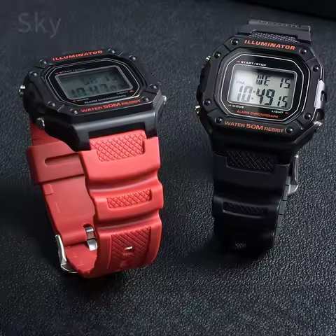 For Casio Waterproof Breathable High Quality Resin 18mm Square Pattern Silicone Watch Strap AQ-S810W