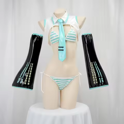 Leather Miku Short Formula Suit Glossy Two-Dimensional Bikini Suit Cosplay Singing Suit