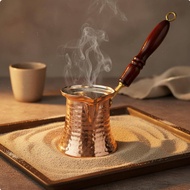 Handmade Turkish Coffee Pot Traditional Design Cezve Long-Lasting Copper Cezve Rustproof for Camping