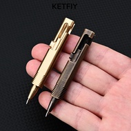 KETFIY Brass Pen, Mini Retractable Pocket Ballpoint Pen, Portable Signature Pen