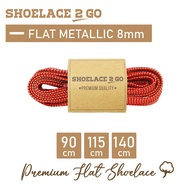 SHOELACE 2 GO PREMIUM FLAT METALLIC MOTIF SHOES 8MM - SF8 - FM1E - RED GOLD - 90CM 115CM 140CM