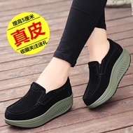 WGB2020 Spring New Rocking Shoes Womens Single-Layer Shoes Slip-on Lazy Platform Shoes Genuine Leath