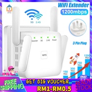 【Malaysia Spot Sale】WiFi Repeater 2.4/5Ghz Wireless Range Extender 1200Mbps Wi-Fi Signal Amplifier N