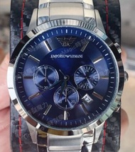 【時刻魔力】Emporio Armani 亞曼尼時尚型藍面三眼計時手錶(AR2448)
