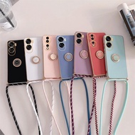 For Honor X6B 4G Plating Ring Holder Cover for Huawei Honor X6 B X6b X7B X8B X9B Crossbody Lanyard C