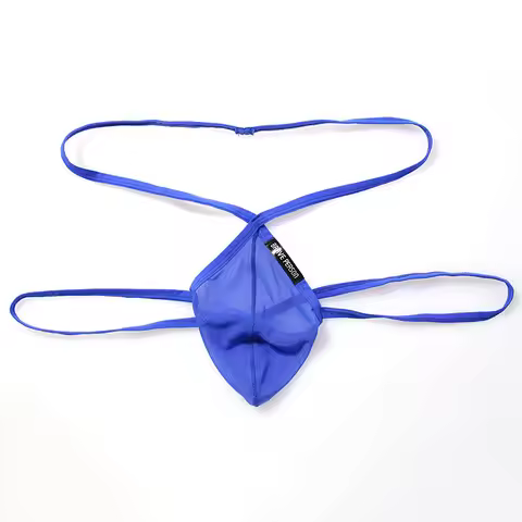 Men's Thongs Silky Thin Underwear Breathable Bulge Pouch Bikini Mesh Thongs Blackless Briefs