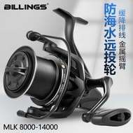 Billings Metal Diagonal Line Cup Anti-Seawater Long-Throwing Reel Slow-down Line Anchor Fishing Reel