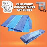 - ELEPHANT Blue White Canvas Sheet 6ft X 30ft/6kaki X 30kaki *