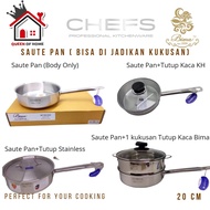 Bima Chefs Saute Pan 20cm 3-Ply Stainless Steel 304 Induction Pan BP Induction Frying Pan1901020