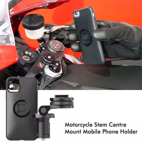 Motorcycle Stem Centre Mount Mobile Phone Holder Bracket Shockproof Connect Base GPS Navigation With