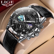 Montre Homme LIGE Mens Watch Wristwatches Fashion Luxury Top nd Leather Watch Waterproof Watch Men Watches Relogios Masculino