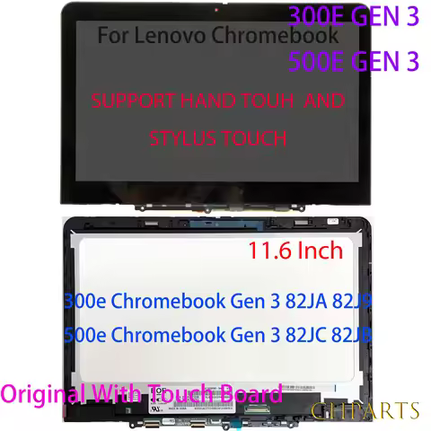 11.6-Inches Laptop Dispaly LCD Touch Screen Assembly For Lenovo 300e Chromebook Gen 3 82JA 82J9 500e