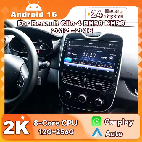 CarPlay Car Android 16 Stereo For Renault Clio 4 BH98 KH98 2012-2016 Radio Auto Multimedia GPS QLED 