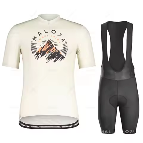 Maloja Cycling Jersey Set for Men, Breathable, Team Racing, Sport, Bicycle, Short Bike Clothing, Sum