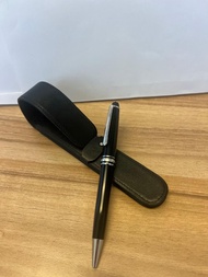 【中古絕版 18K金尖】萬寶龍 Montblanc 鋼筆 + 大班原子筆 + 原廠真皮雙支筆套 Set裝
