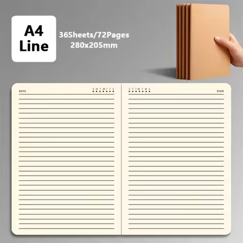 Vintage A4/B5 Notebook Kraft Cover Grid/Lined/Blank Notepad Planner Notebook School/Office
