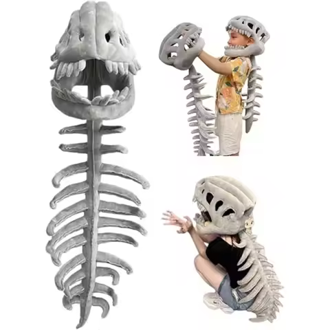 Dinosaur Skeleton Costume SetSpinosaurus-Style Outfit 3D Skull Headpiece Spine for Halloween Cosplay