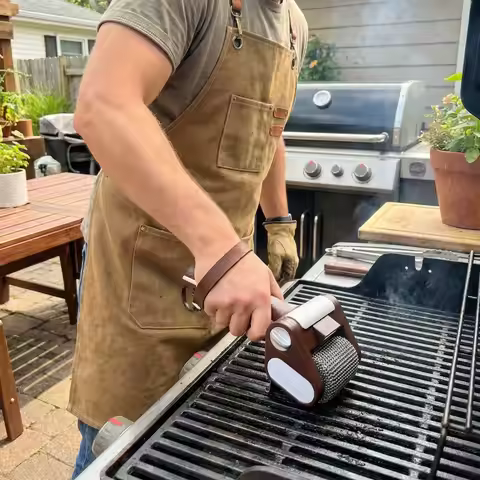 Rechargeable Electric Grill Cleaner Stainless Steel with LED Light BBQ Cleaning Brush Detachable Rol