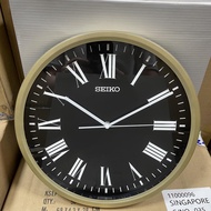Seiko Clock QHA009G Decorator Black Analog Gold Tone Roman Numeral Quartz Standard Simple Wall Clock QHA009