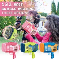 132 Holes Gatling Bubble Machine for Children Automatic Bazooka Bubble Gun with Color Light Electric