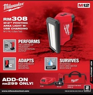 MILWAUKEE M12 PIVOTING AREA LIGHT WITH USB CHARGING M12