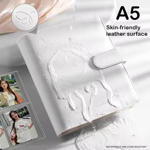 SINGBA A5 6-Ring Magnetic Card Binder Album Matte 4-Pocket PU Leather for 3" 3.5" Photocard Polaroid
