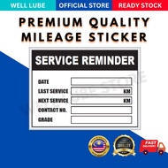 Premium Quality General Use Mileage Sticker Service Windscreen Sticker for Engine Oil / Auto Transmission Fluids Service