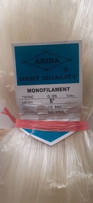 jaring ikan arida 5 inch senar 035 lebsr 70 mata/80 yard yoko dk asli arida
