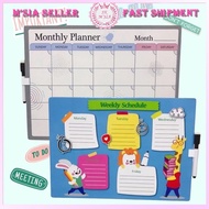 Weekly and Monthly Planner Board Double Sided Free Whiteboard Marker Pen Timetable To Do List Planne