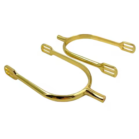 1 Pair of Gold Equestrian Horse Riding Spurs English Horse Spurs with Rotatable Copper Rowel Resista