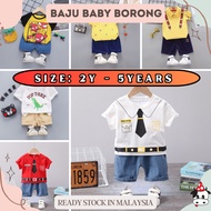 [ Baju Baby Borong ] Ready Stock 2-5y Baju Budak Bayi Cotton Baby Boy Short Sleeve Clothes SET Pant C4309