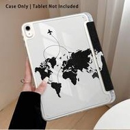 World Map And Airplane Pattern Painted Effect Tablet Protective Case With Stand, Compatible With Hon