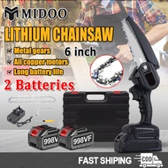 Cordless Chainsaw 6 inch 998VF Electric Saw Logging Saw Rechargeable Chain Saw Gergaji Elektrik Mesin Potong Pokok